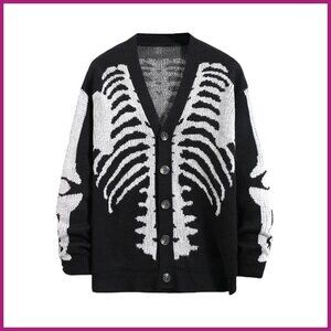 Skeleton Pattern Cardigan Sweater Long Sleeve Knitwear